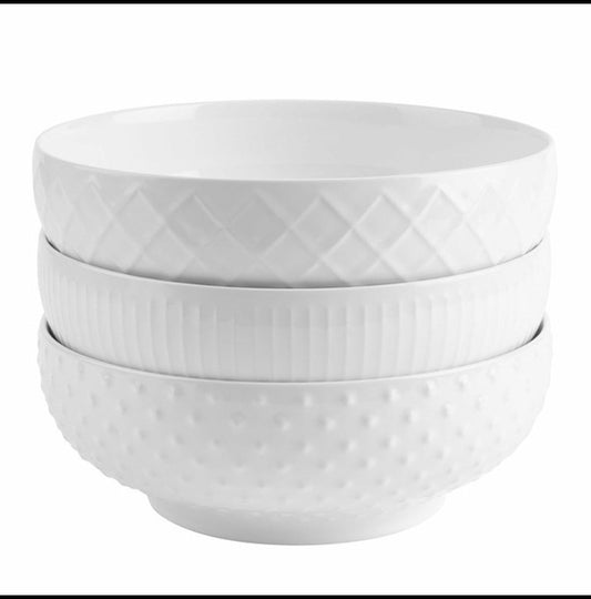 Trudeau white porcelain serving bowl set