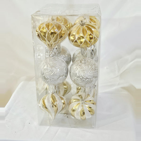 Holiday Living 16-count gold and silver ornament set, side view