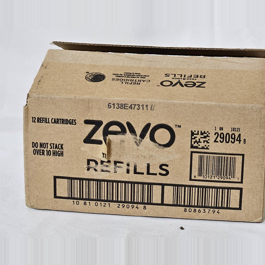 Zevo refills 12 refill cartridges box, front