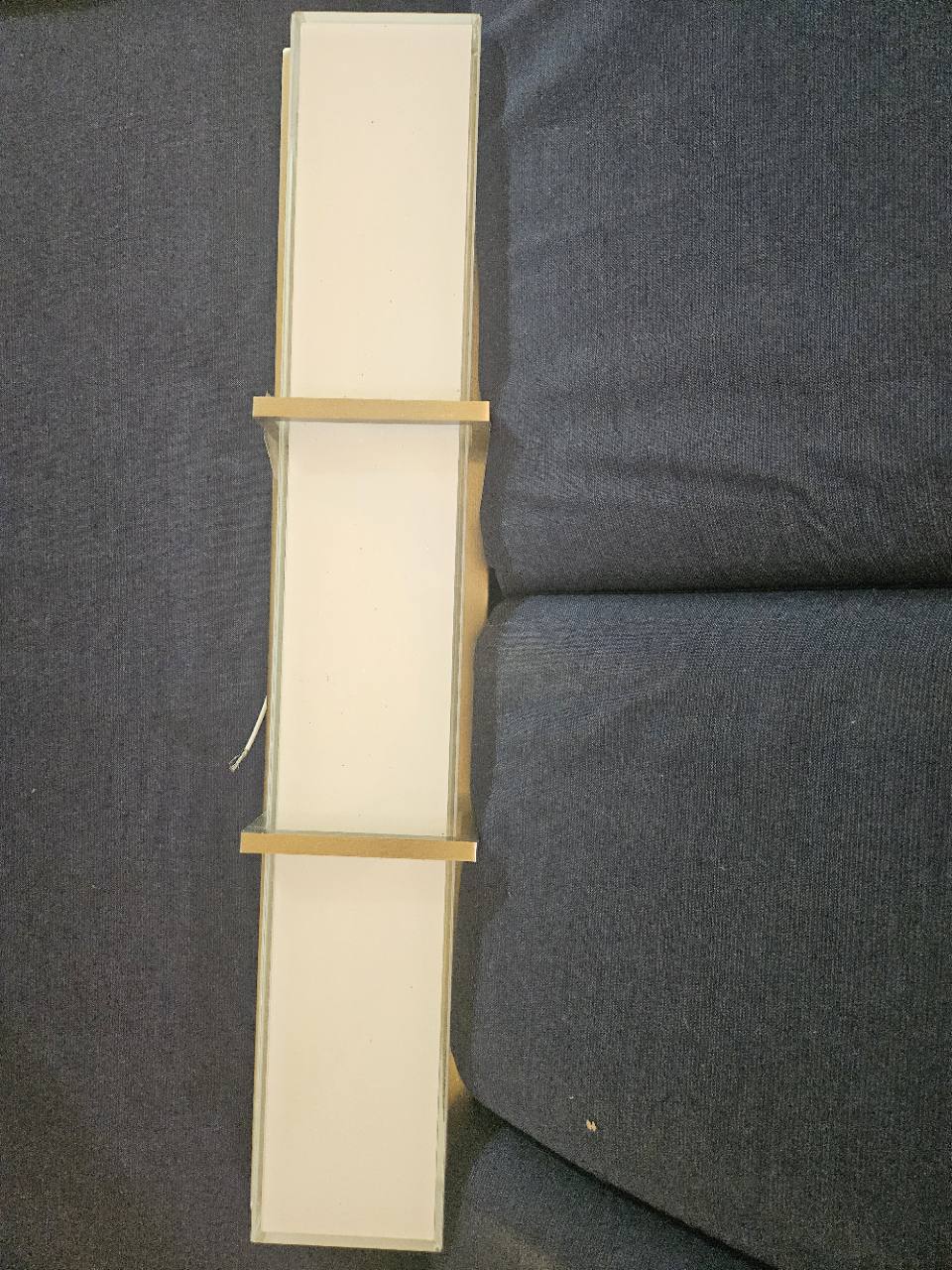 Linear Wall-Mount Vanity Light, Frosted White Panels, Gold-Tone Frame - New No Box