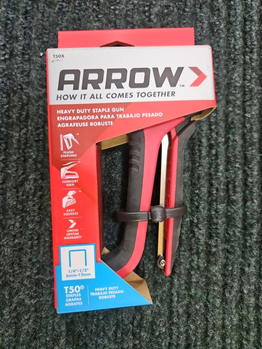 Arrow T50X heavy duty staple gun front packaging