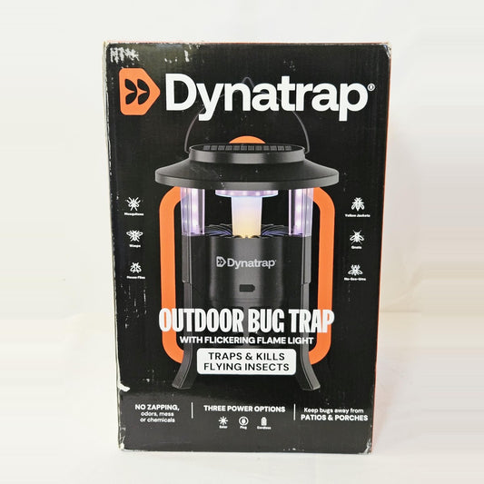 Dynatrap outdoor bug trap with flickering flame light, box front