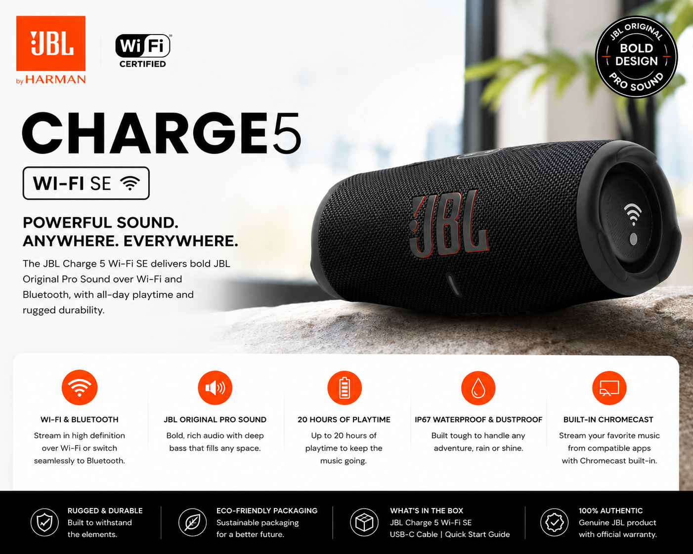 JBL Charge 5 Wi-Fi SE Portable Speaker