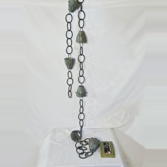Good Directions verdigris rain chain with bell cups