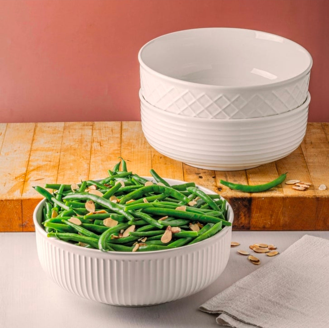 Trudeau Porcelain Serving Bowl Set – White, 3-Piece