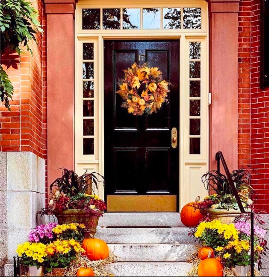 Celebrations 24 in. Unlit Fall Wreath – Pumpkins, Leaves & Berries