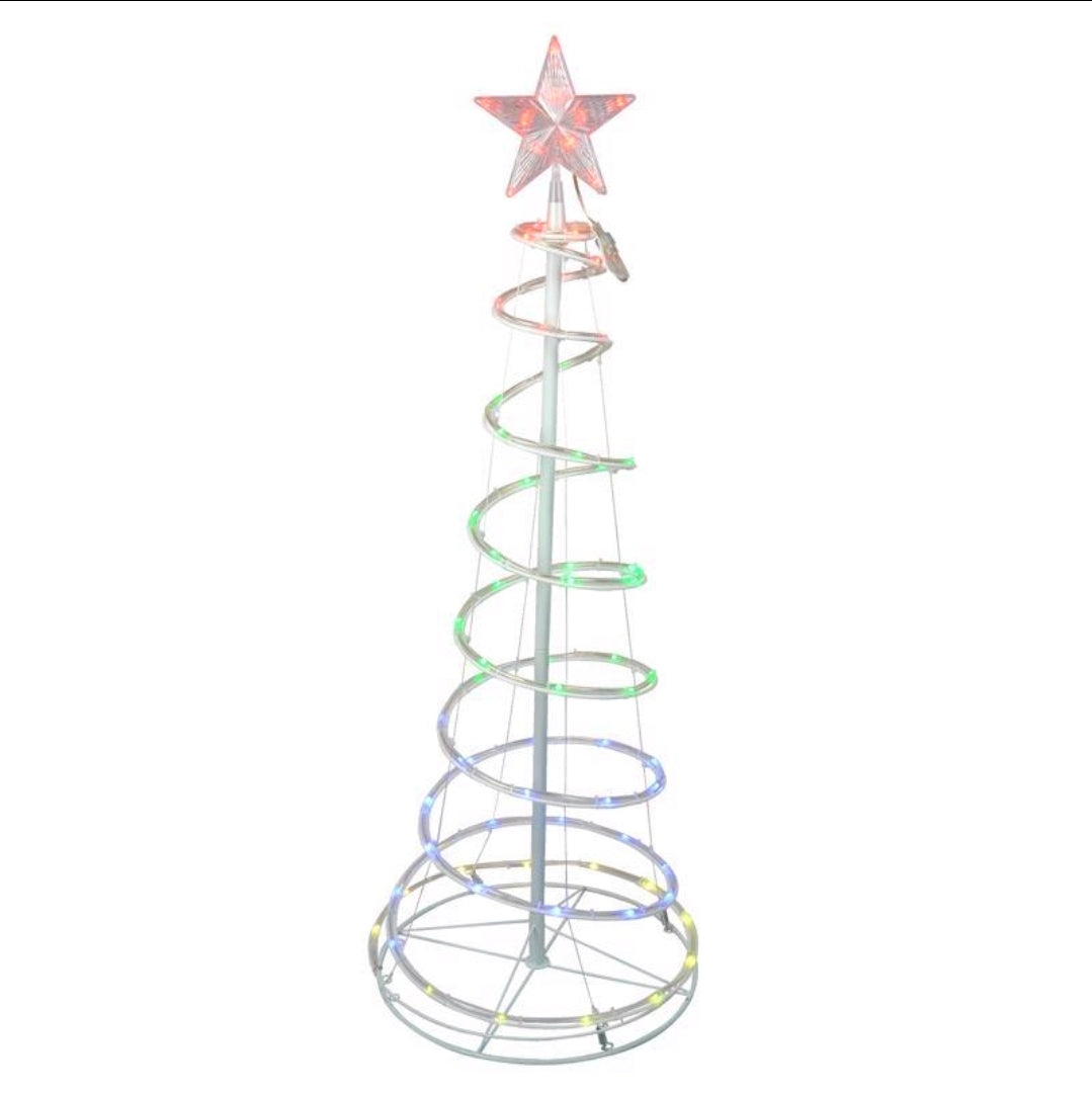 Celebrations 48 in. Gold RGB LED Spiral Tree – 73 Lights, Remote