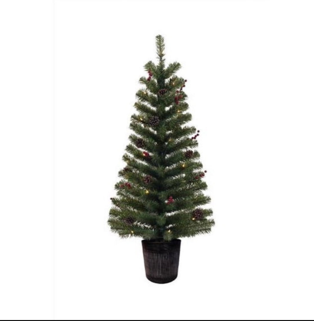 Celebrations Home 4 ft. Pre-Lit Potted Pine Tree – Warm White/Multi LED