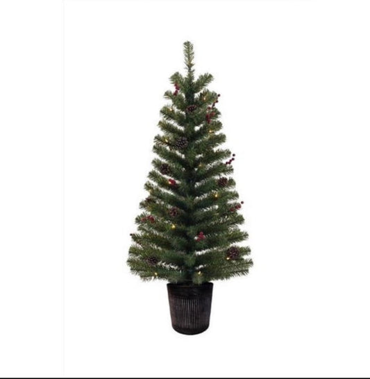 Celebrations Home 4 ft. Pre-Lit Potted Pine Tree – Warm White/Multi LED