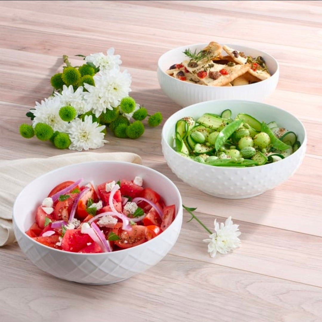 Trudeau Porcelain Serving Bowl Set – White, 3-Piece