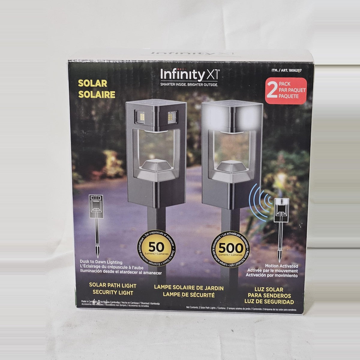 Infinity X1 solar path lights 2-pack box front