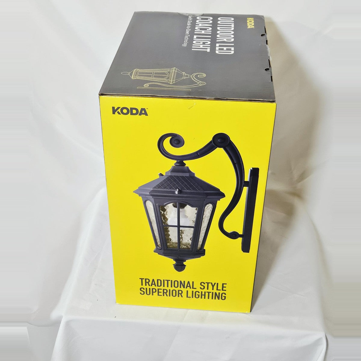 Koda outdoor LED coach light box, side view
