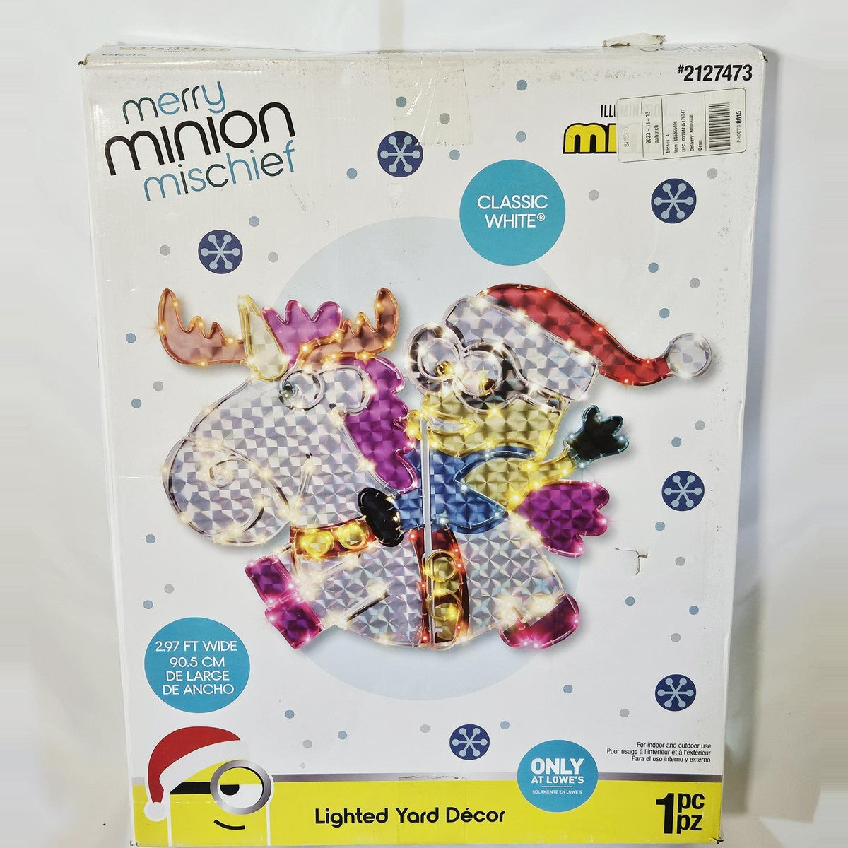 Gemmy Merry Minion Mischief lighted yard decor box, front
