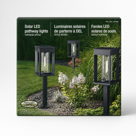 GTX Vintage-Style Solar LED Pathway Lights, 4-pack