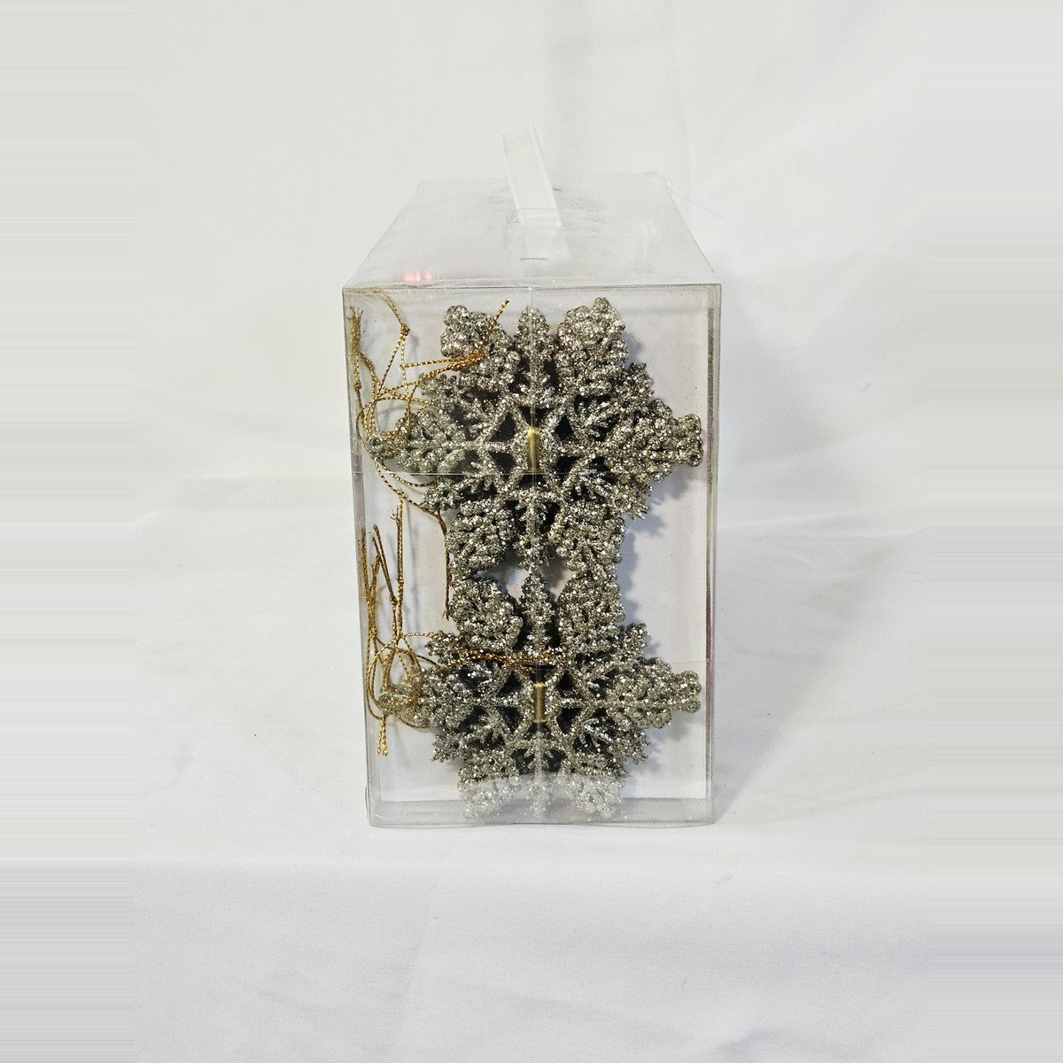 Motif 50-piece ornament set, side with glitter snowflakes