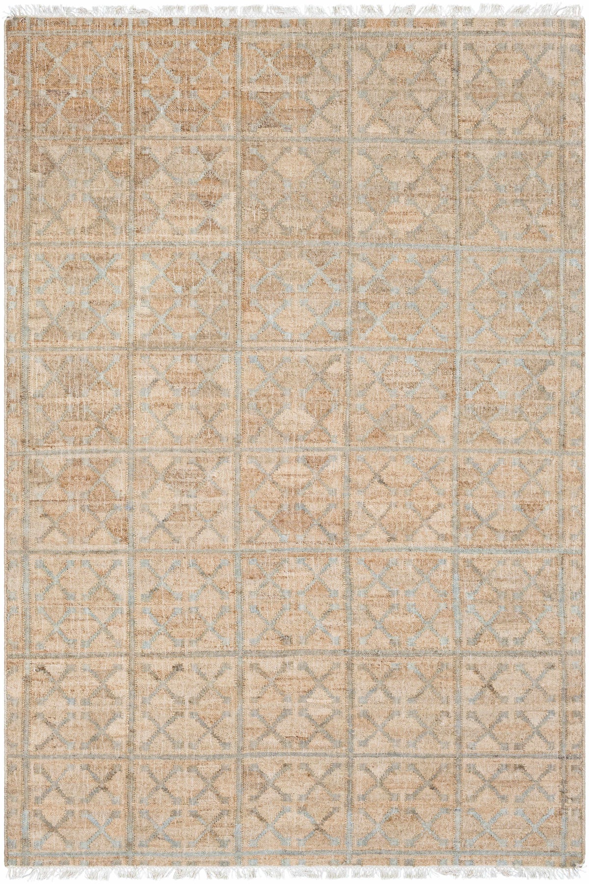 Rice Dusty Sage Fringed Jute Carpet