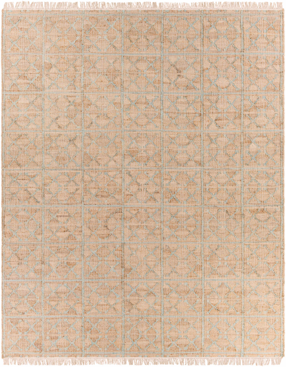 Rice Dusty Sage Fringed Jute Carpet