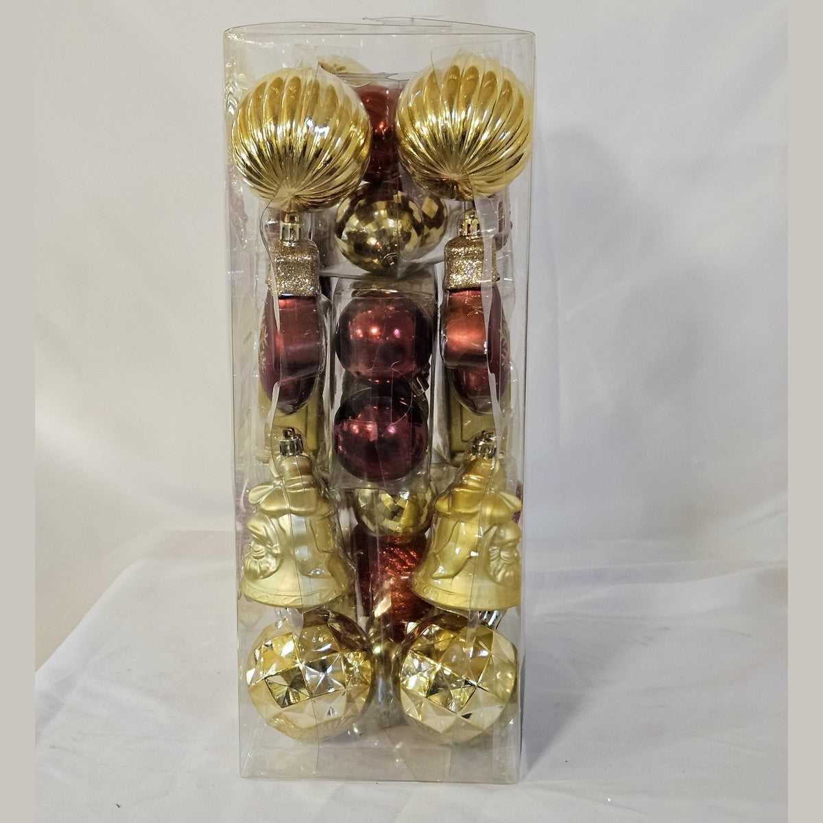 Holiday Living 42 count ornament set red and gold, side view
