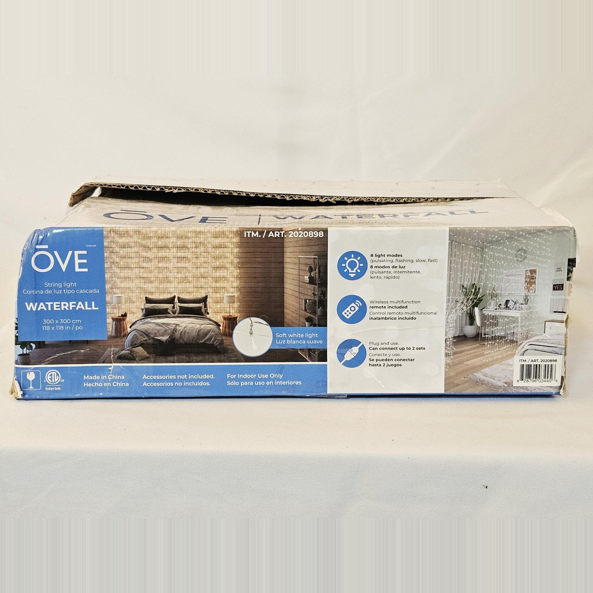 OVE Waterfall LED curtain string lights box