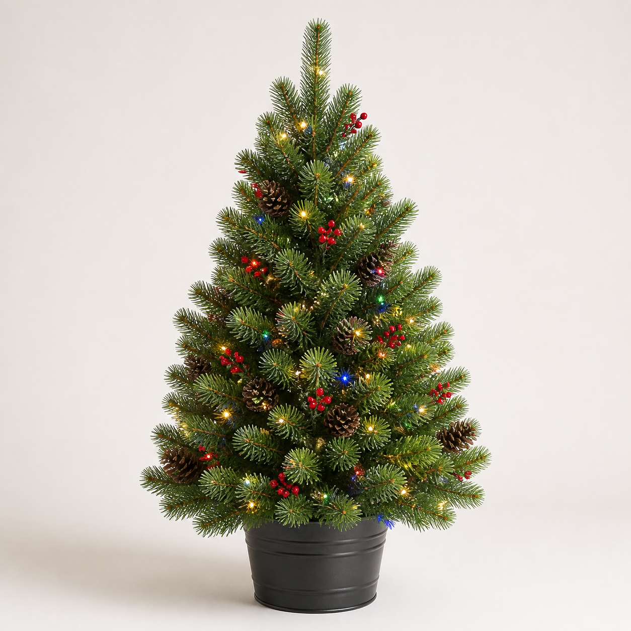 Representative image of 4-foot pre-lit potted Northern pine Christmas tree
