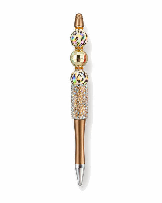 Leopard print bronze beaded pen