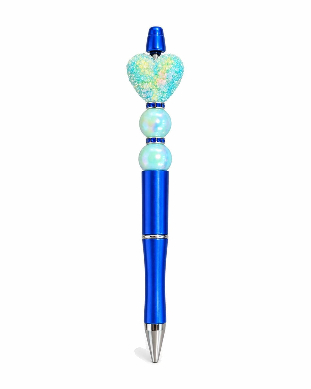 Blue heart beaded pen