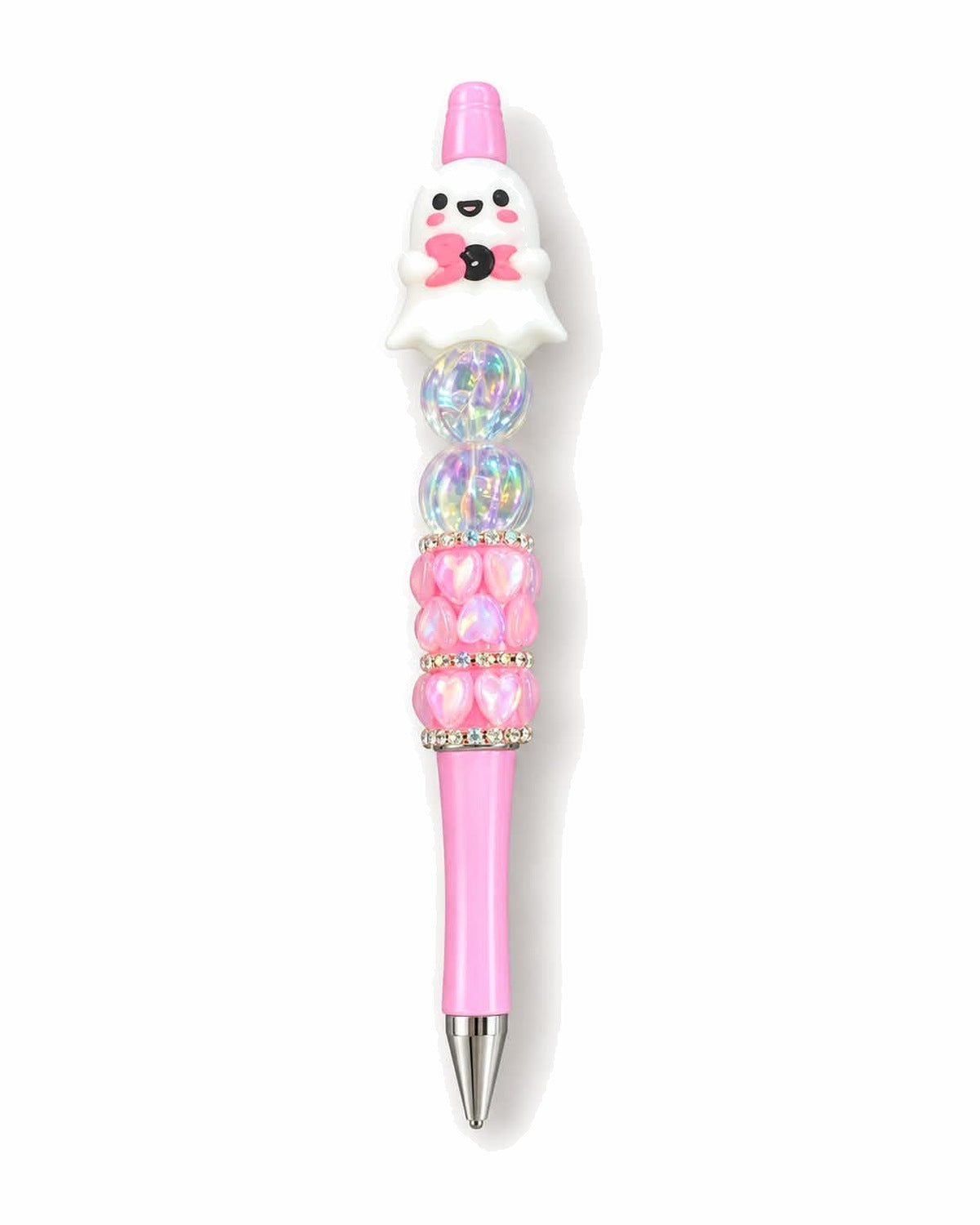 Cute ghost pink beaded pen