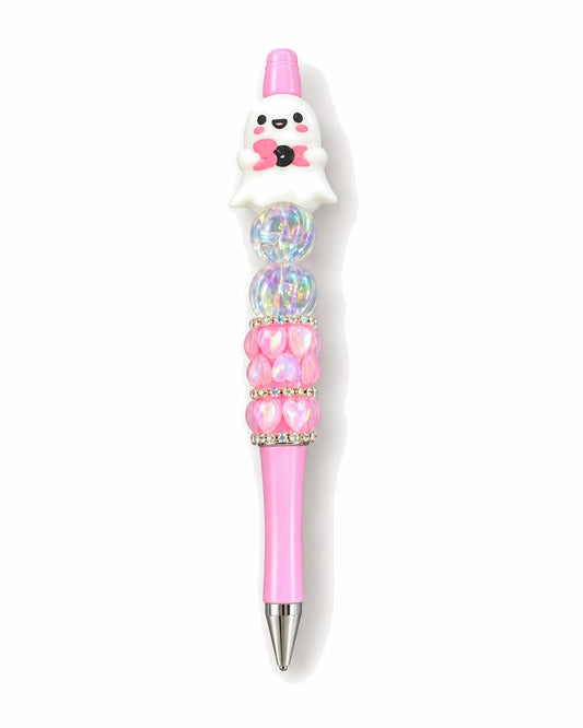 Cute ghost pink beaded pen