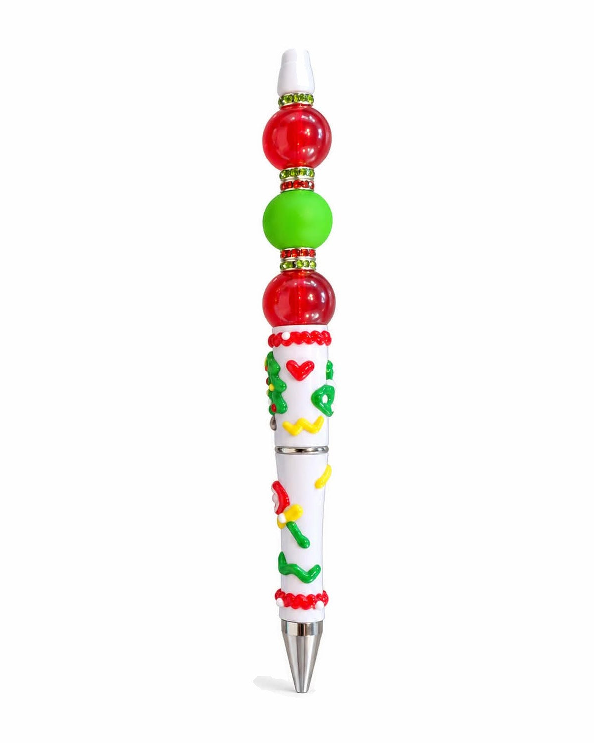 Red and green holiday beaded pen