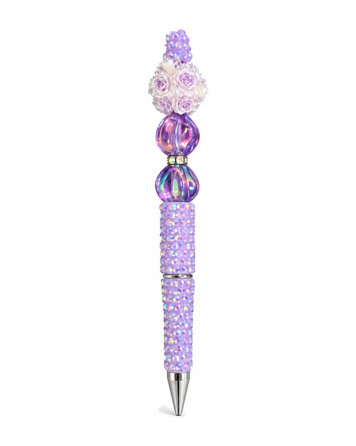 Lavender crystal beaded pen with rose gold barrel