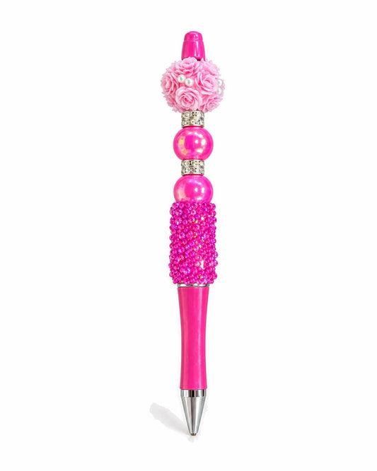 Hot pink rose beaded pen