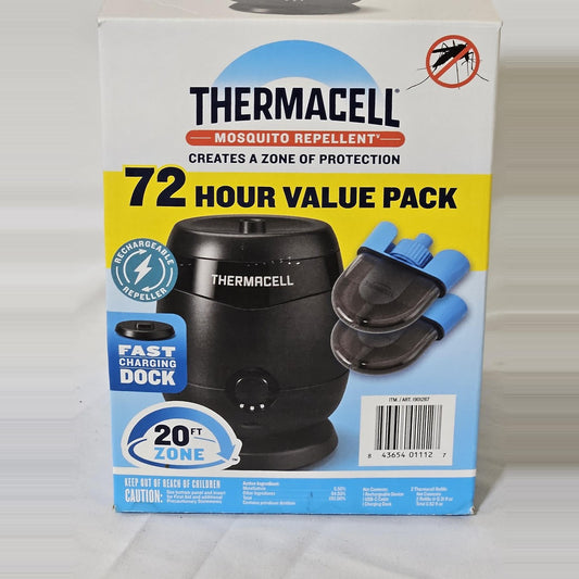 Thermacell rechargeable mosquito repeller 72-hour value pack, box front